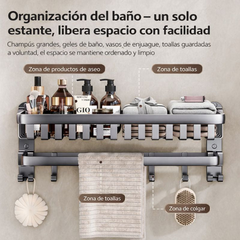 [Llevá 2 Pagá 1] Organizador de Baño Multifuncional de Acero Inoxidable con Instalación por Sellado al Vacío +REGALO: 2 Soportes de Baño
