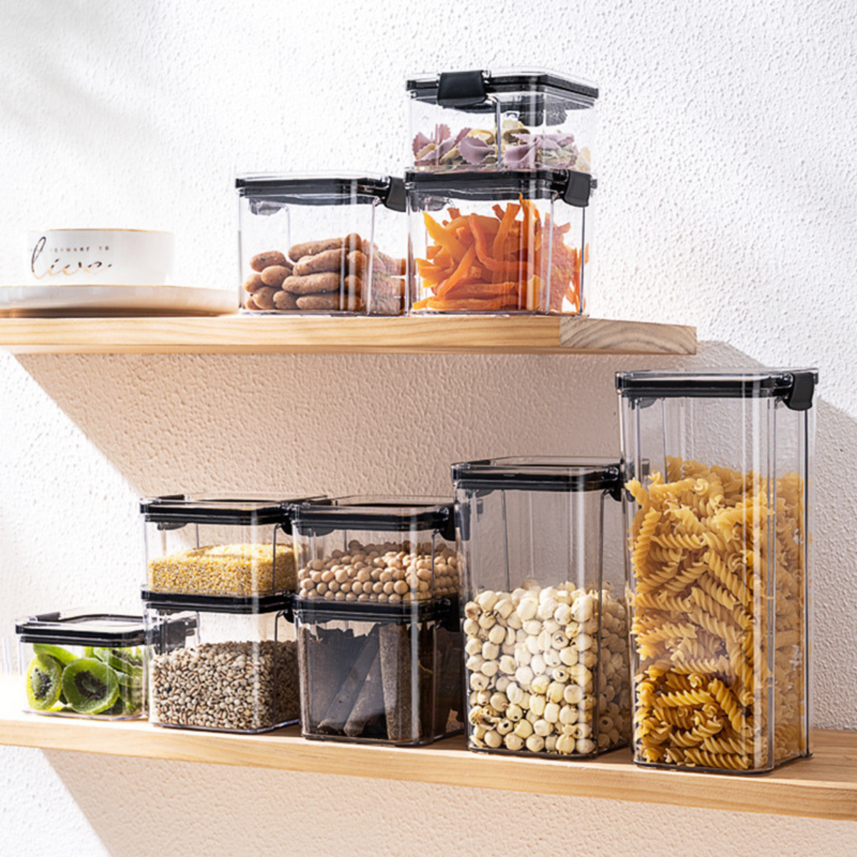 Conjunto de 10 Potes Organizadores Herméticos de Plástico con Tapa Selladora al Vacío